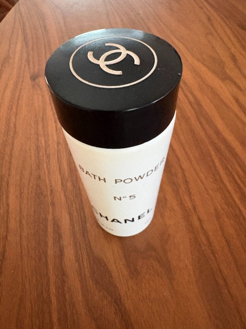 Collectible Chanel No. 5 bath powder plastic sprinkle container 1/4 full decor